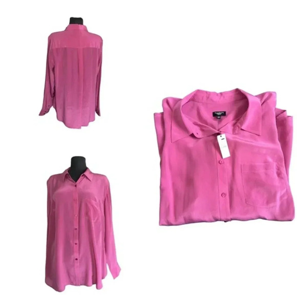 Talbots Button down Silk Blouse Mauve Pink | 16 W - Picture 1 of 7
